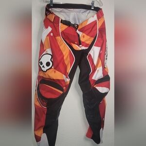 Answer Racing A11 Motocross Pants Red and Orange Skull Design Size 36 Adjustable